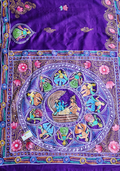 Pattachitra saree saree shopping for diwali festival sarees silk saree purple saree violet saree designer saree