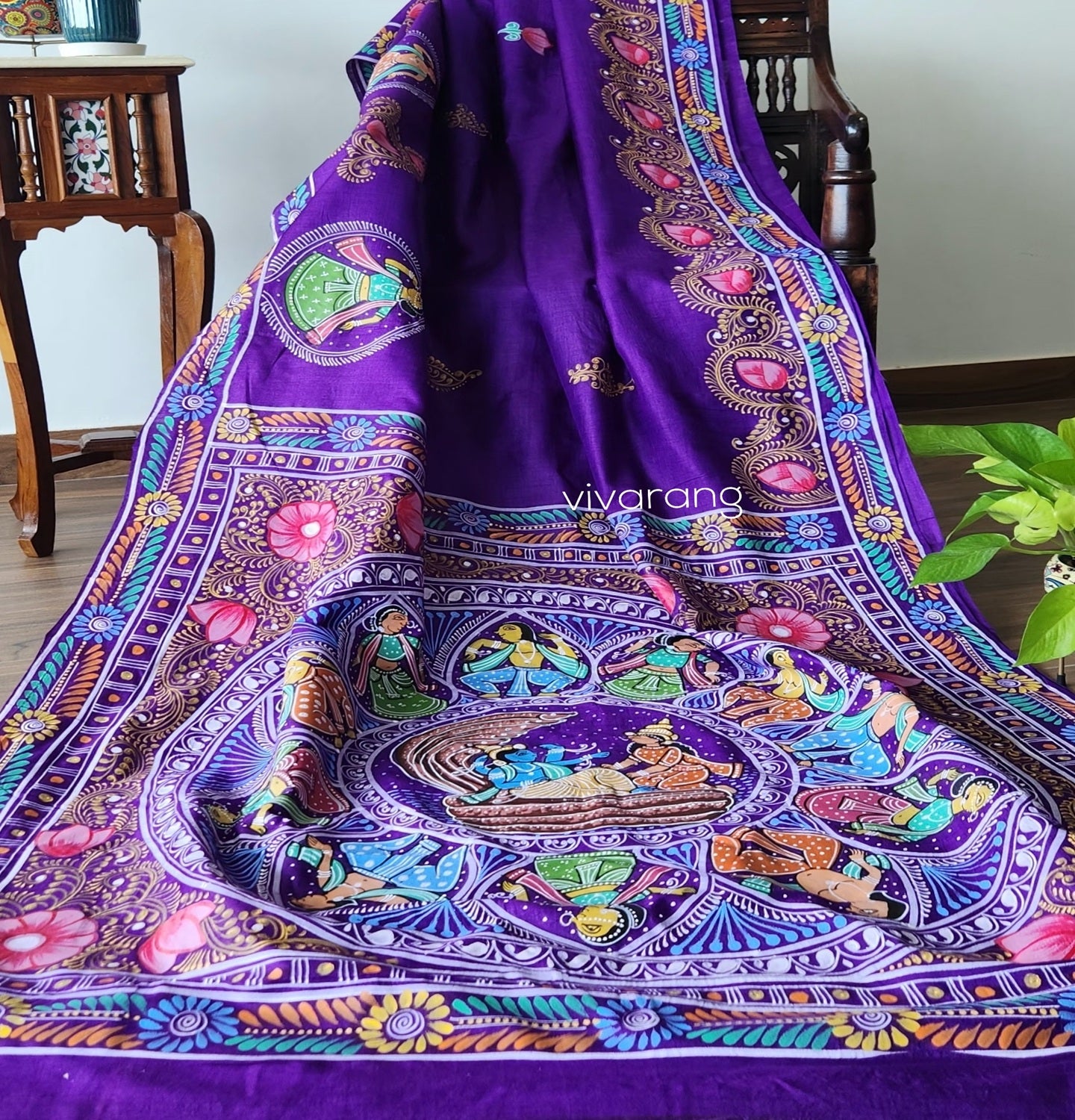 Pattachitra saree saree shopping for diwali festival sarees silk saree purple saree violet saree deisgner saree