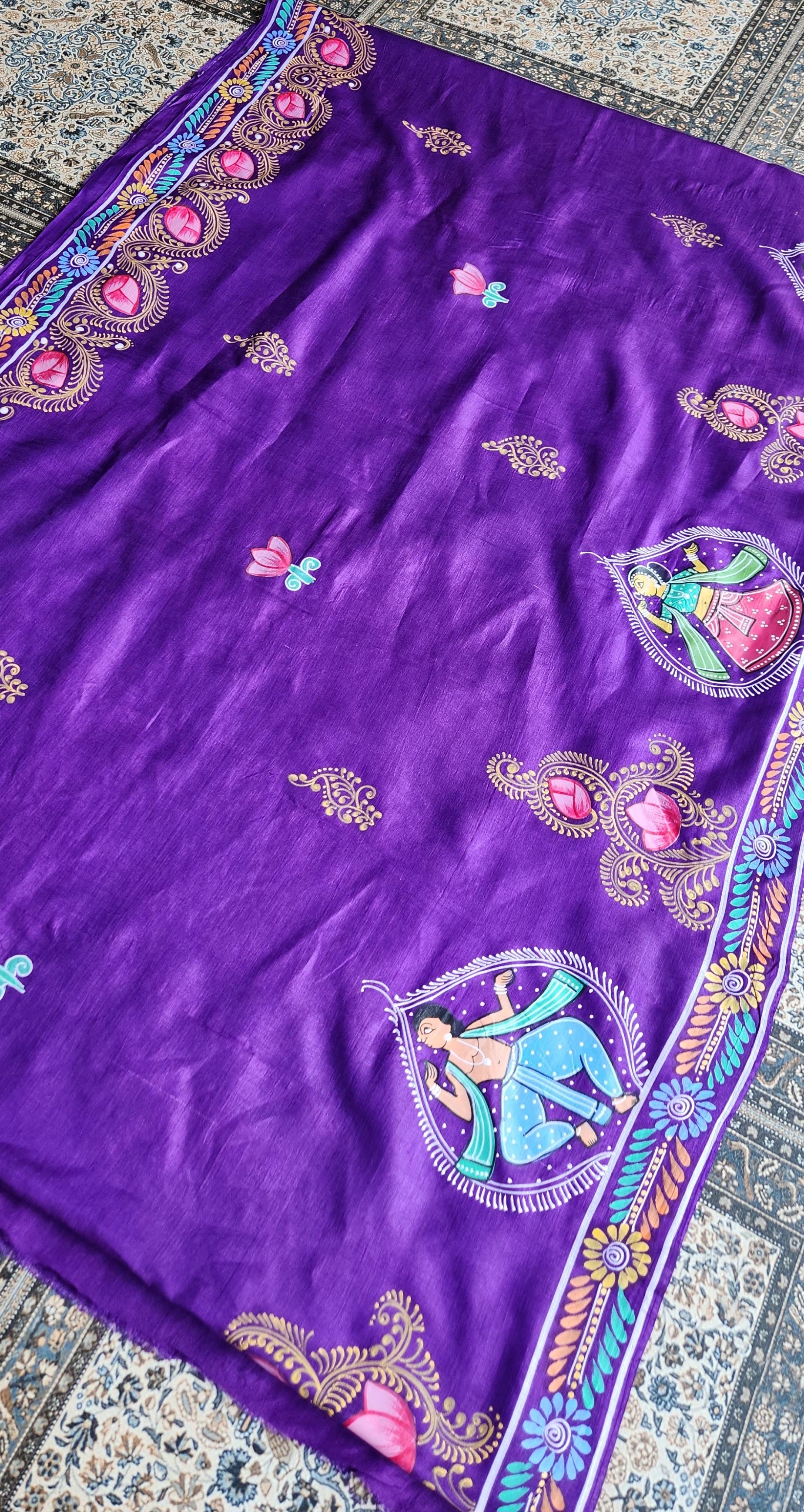 Pattachitra saree saree shopping for diwali festival sarees silk saree purple saree violet saree designer saree