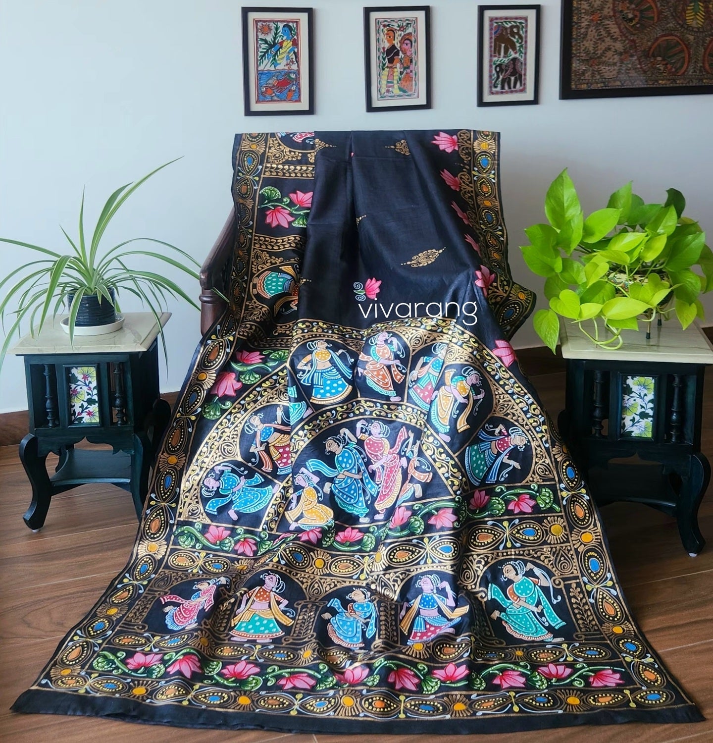 Pattachitra saree silk saree black saree designer saree wedding saree