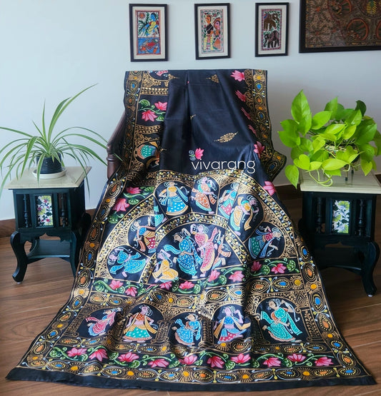 Pattachitra saree silk saree black saree designer saree wedding saree