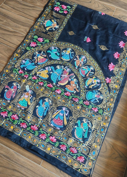 Pattachitra saree silk saree black saree designer saree wedding saree