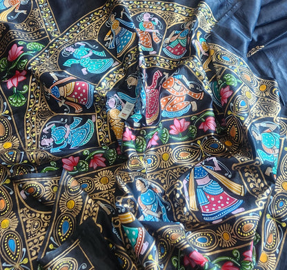 Pattachitra saree silk saree black saree designer saree wedding saree