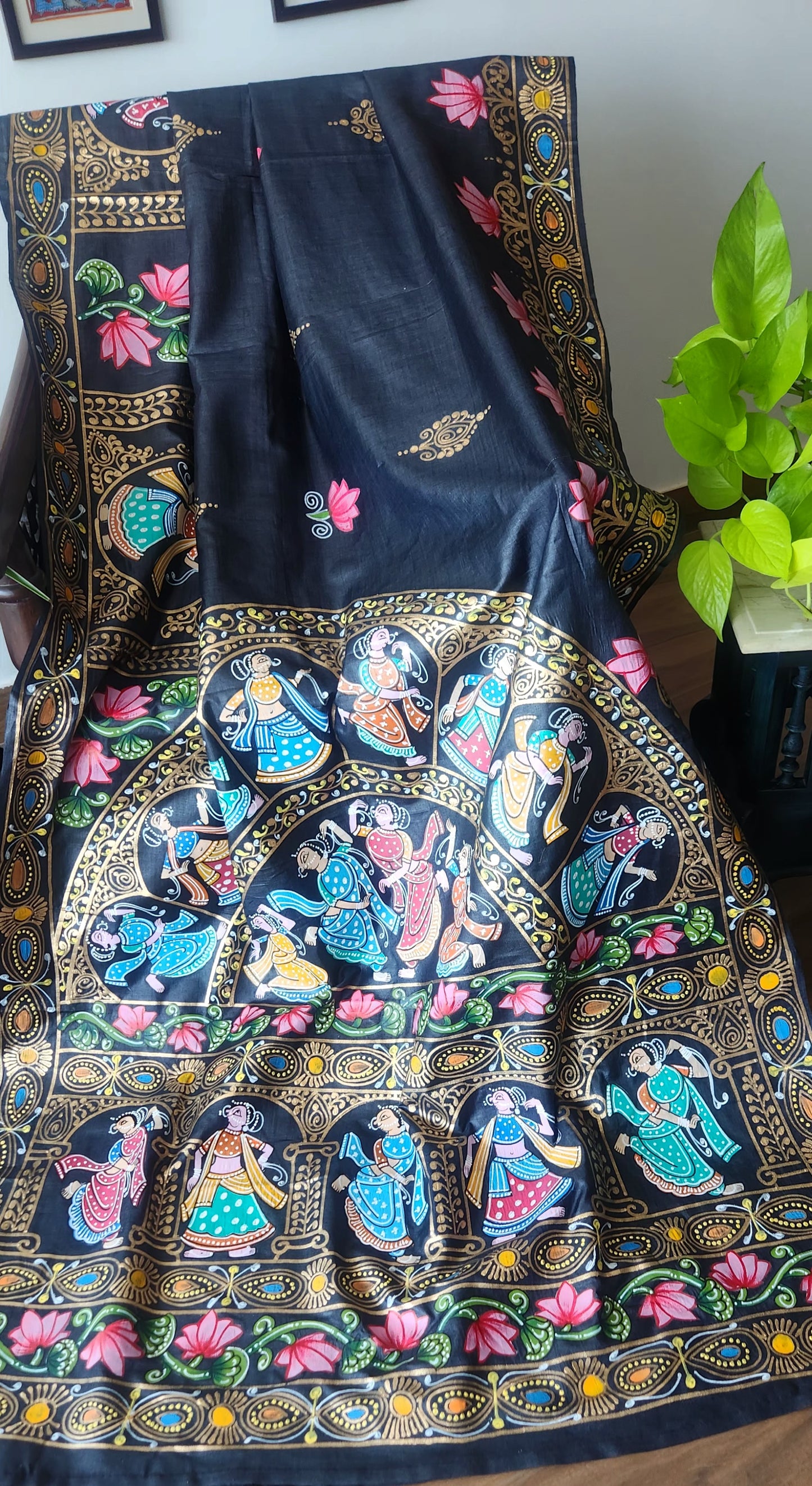 Pattachitra saree silk saree black saree designer saree wedding saree