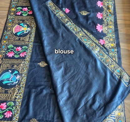 Pattachitra saree silk saree black saree designer saree wedding saree