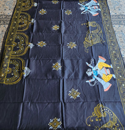 Pattachitra sare eblack saree golden saree saree as gifts Diwali shopping Indian saree