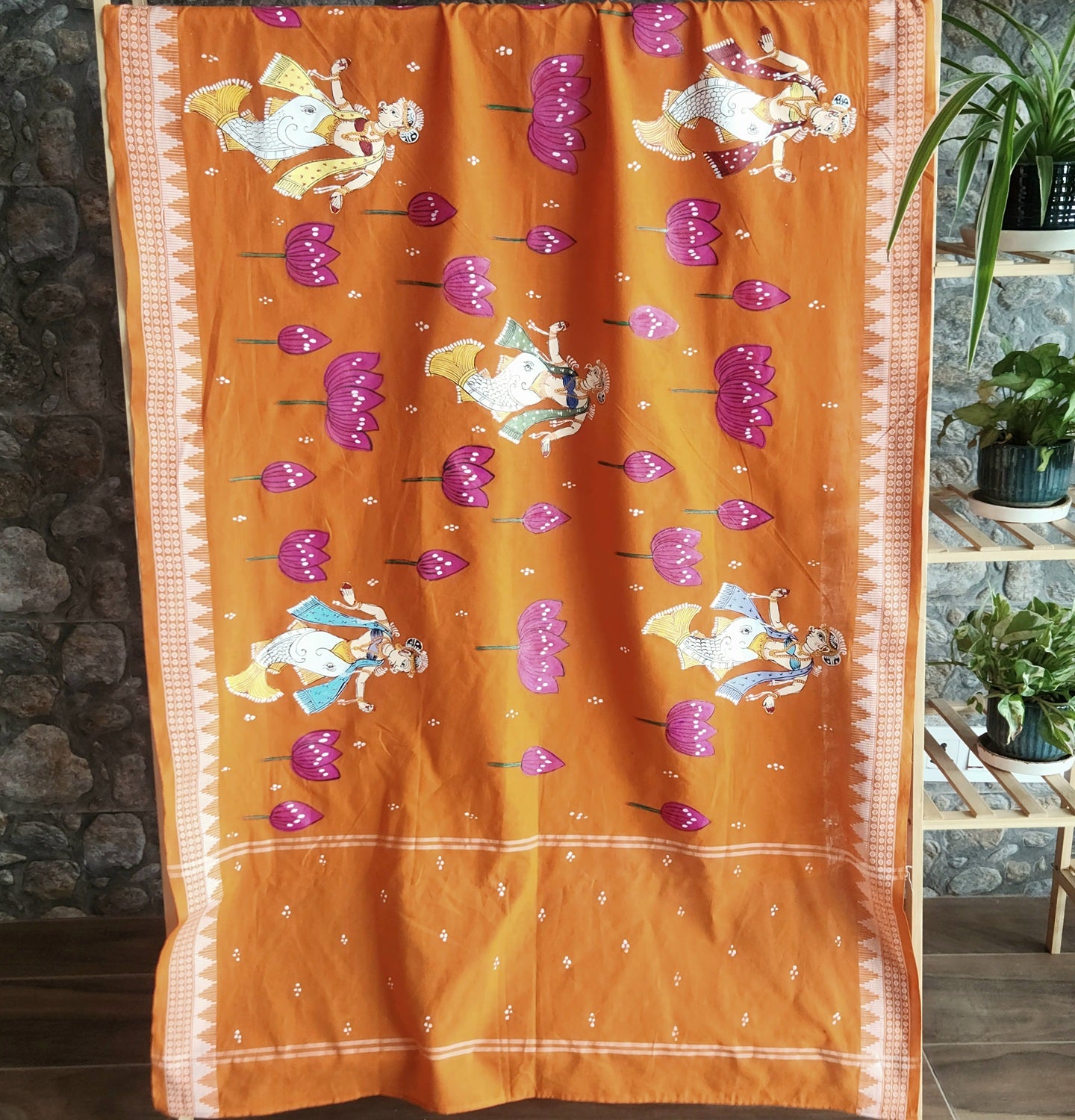 Pattachitra dupatta cotton dupatta Orange dupatta Indian gifts