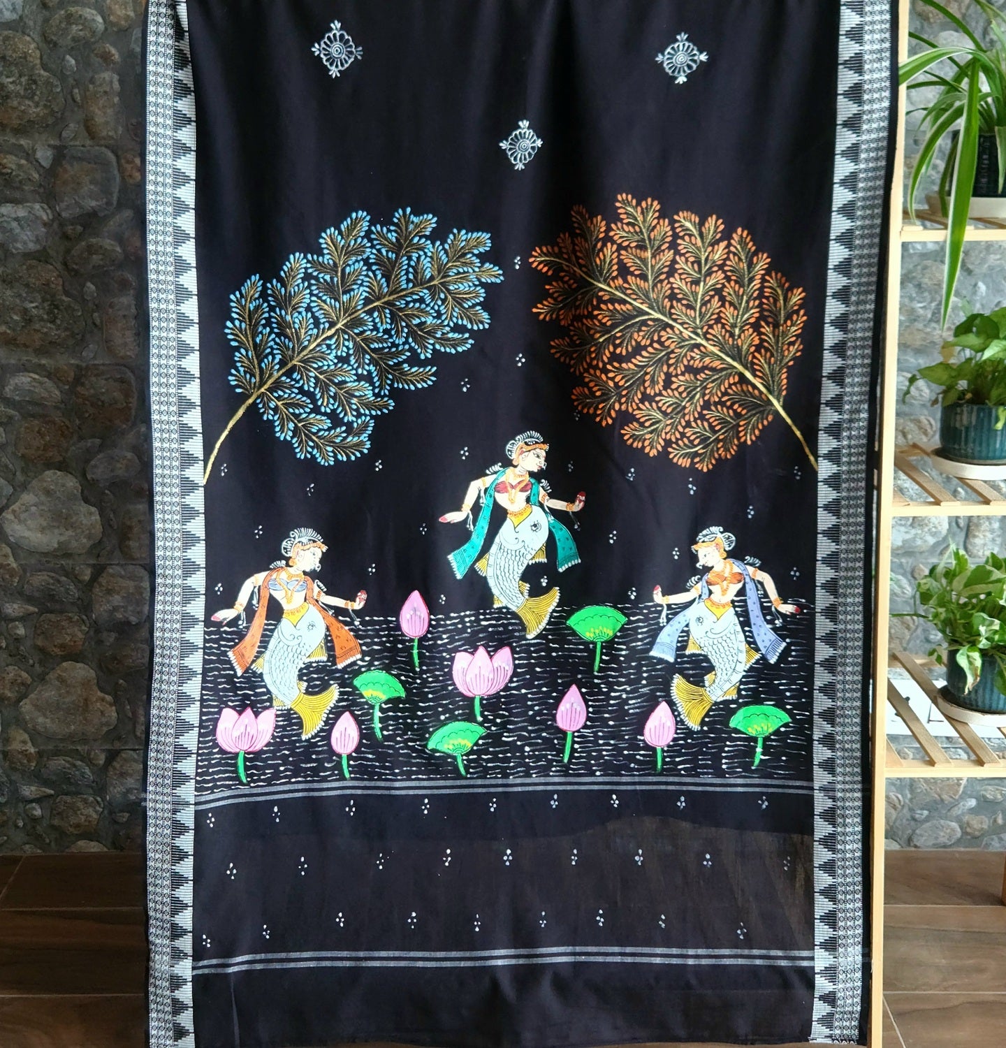 Pattachitra dupatta cotton dupatta black dupatta Indian gifts