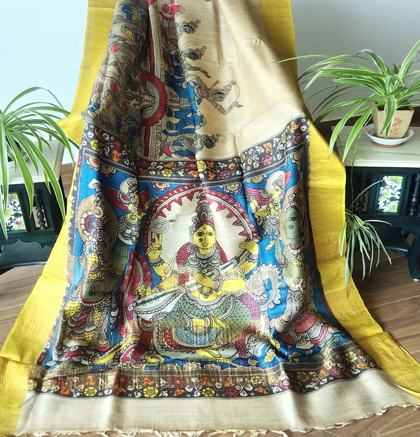 Pen kalamakari saree designer saree handmade saree Saraswati saree