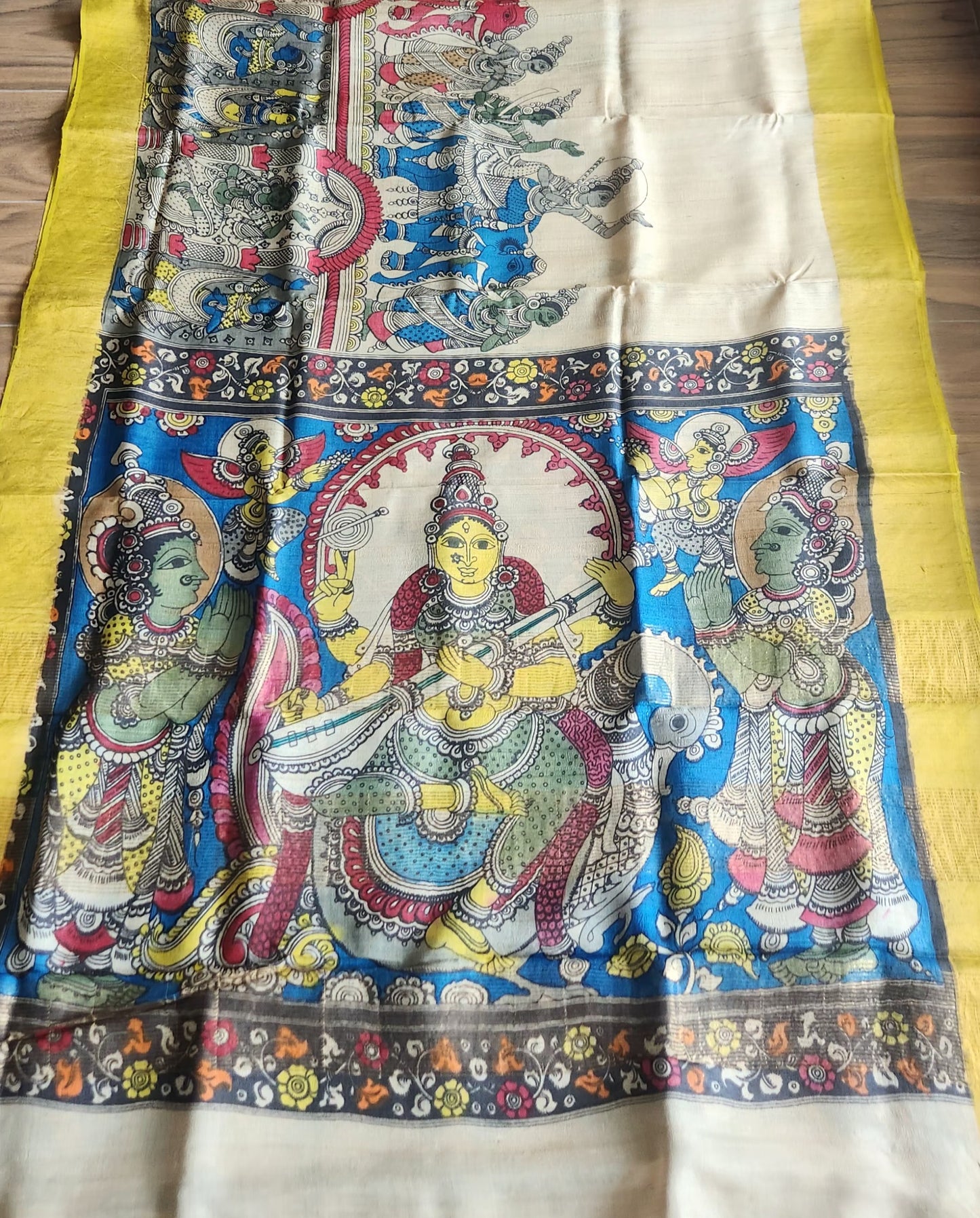 Pen kalamakari saree designer saree handmade saree Saraswati saree