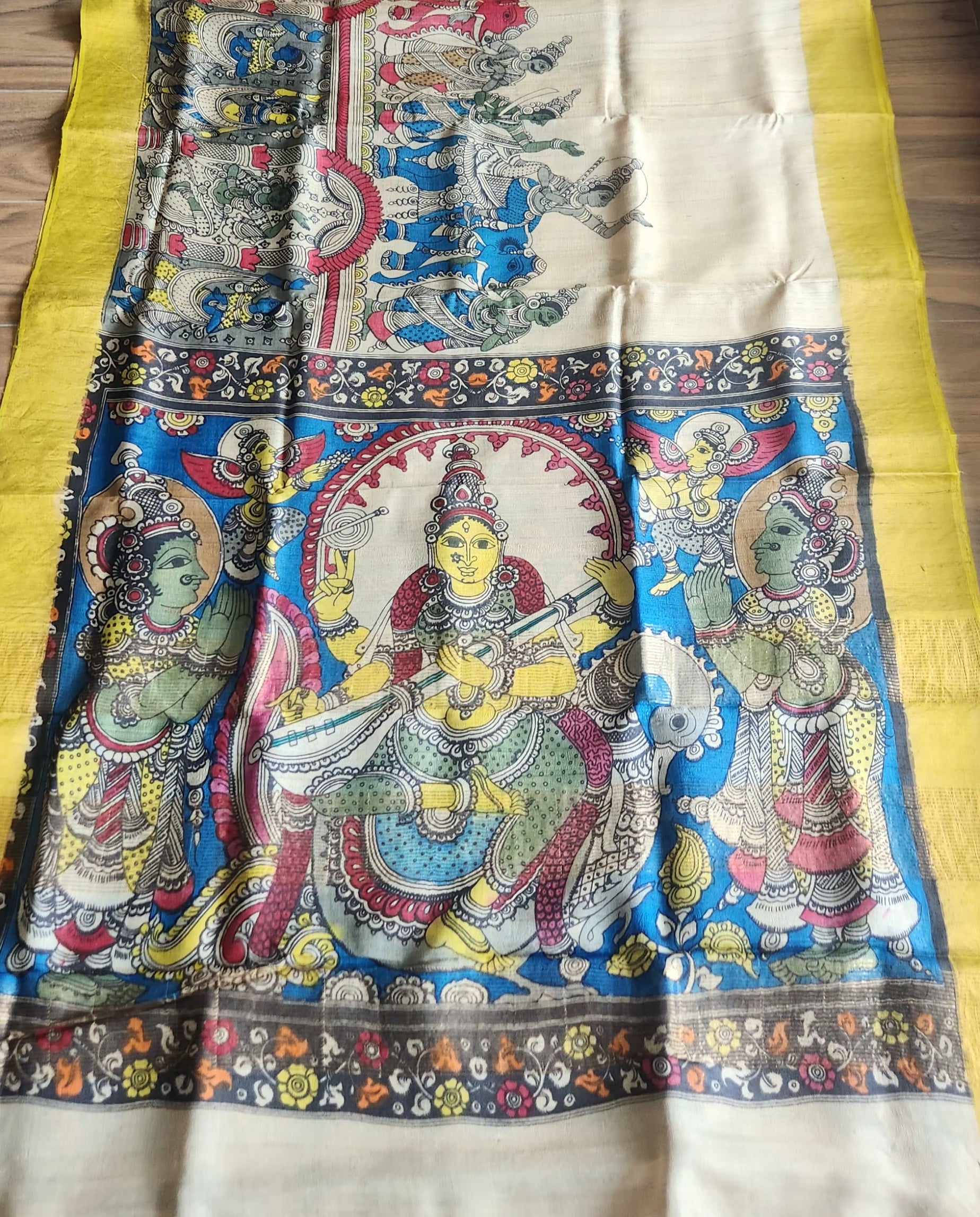 Pen kalamakari saree designer saree handmade saree Saraswati saree