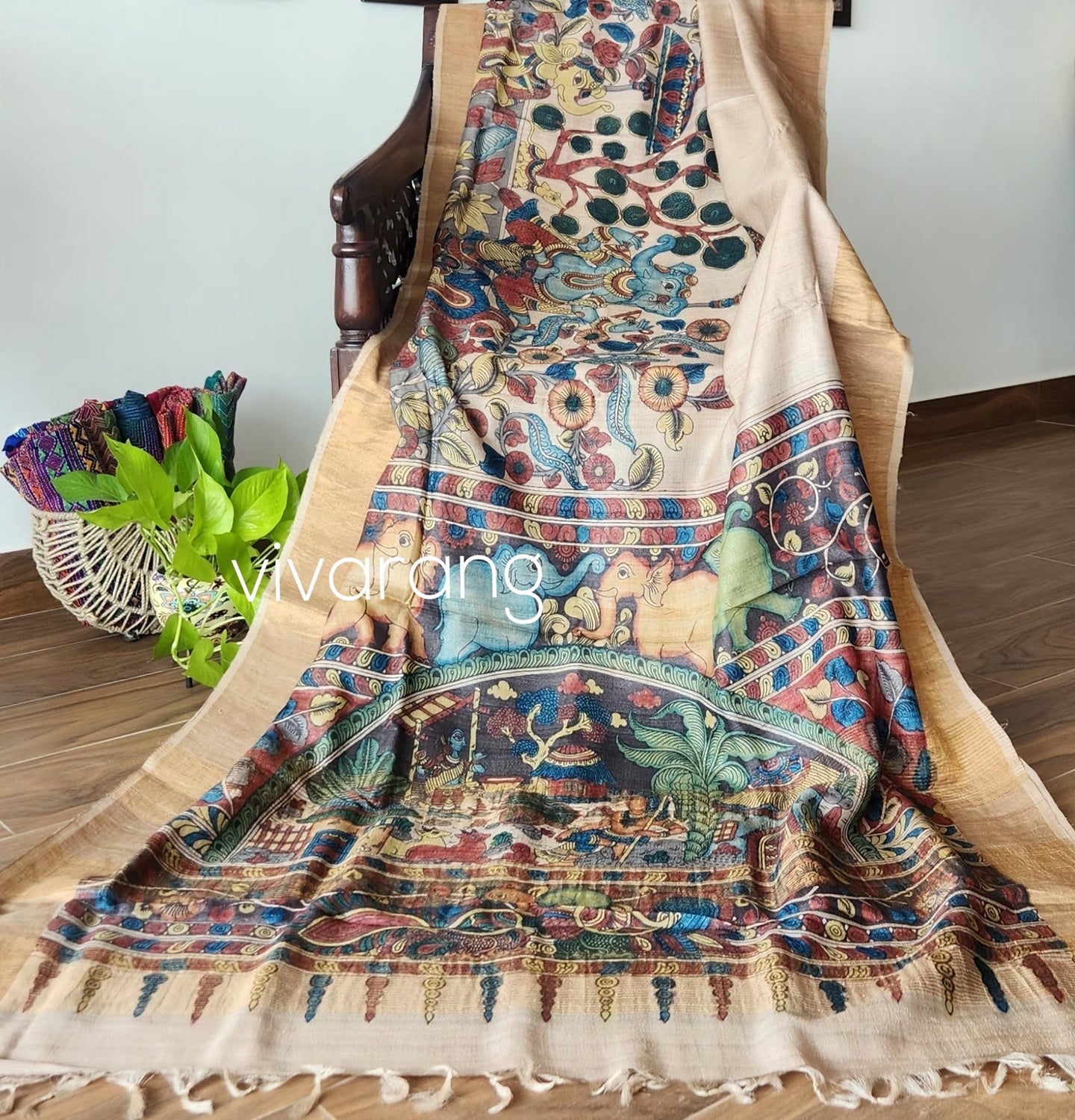 KALAMKARI SILK SAREE - GANESHA