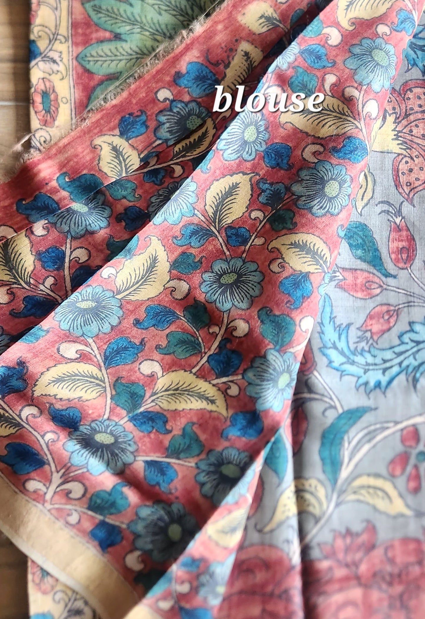 Pen kalamkari saree Village life saree tussar saree designer saree handmade saree Grey saree village theme saree handmade gifts