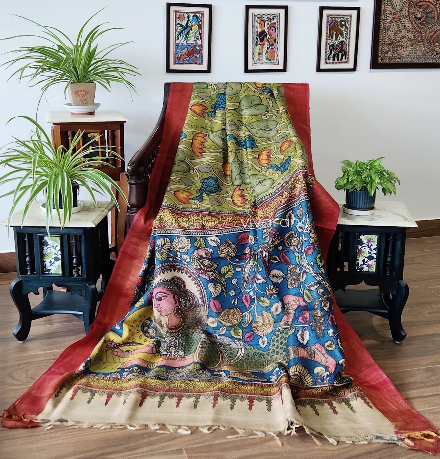 Pen kalamkari saree green saree saree for Mehndi function silk saree pattu saree designer saree Indian gifts