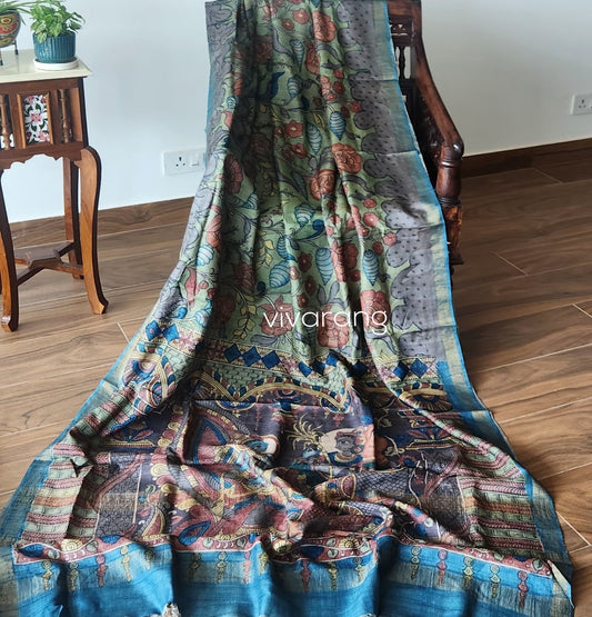 Pen kalamkari saree tussar saree Indian sarees wedding shopping