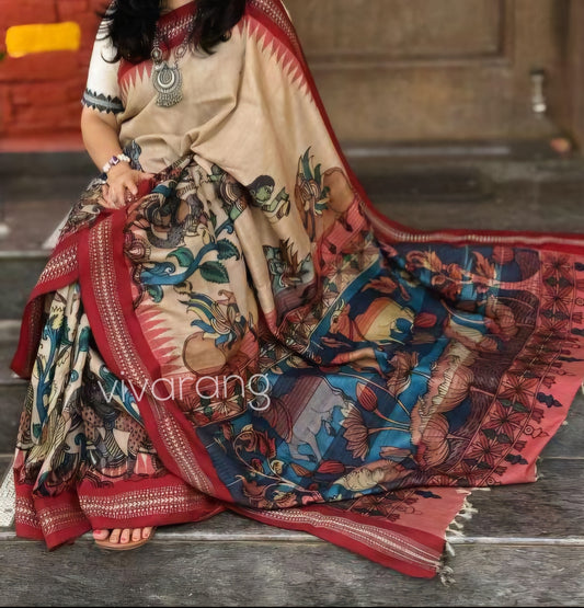 VIDARBHA TUSSAR KALAMKARI SAREE