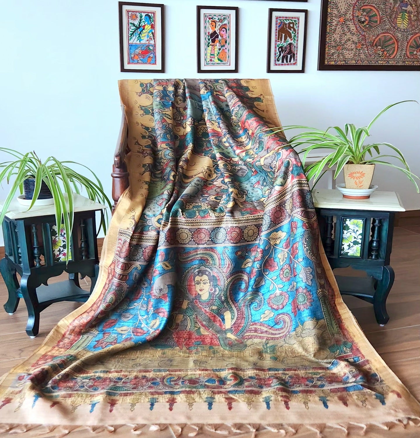 Pen kalamkari saree handmade saree INdian sarees saree for wedding unique saree INdian sarees