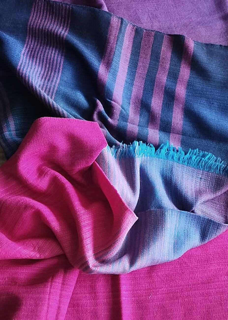 Pink saree merino wool saree saree for winters