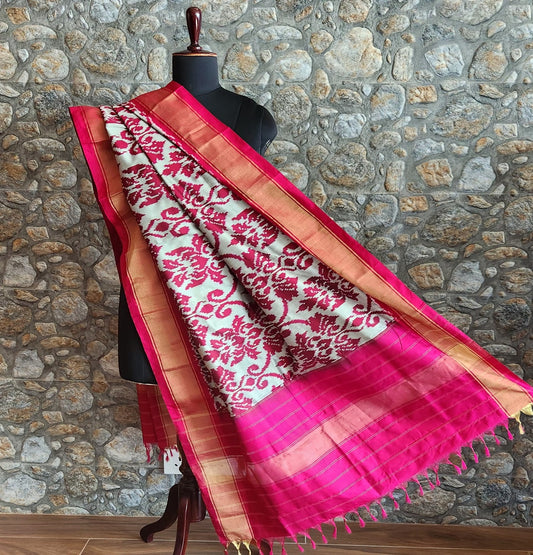 Pink dupatta silk dupatta patola dupatta wedding dupatta Indian gifts designer dupatta Ikat dupatta