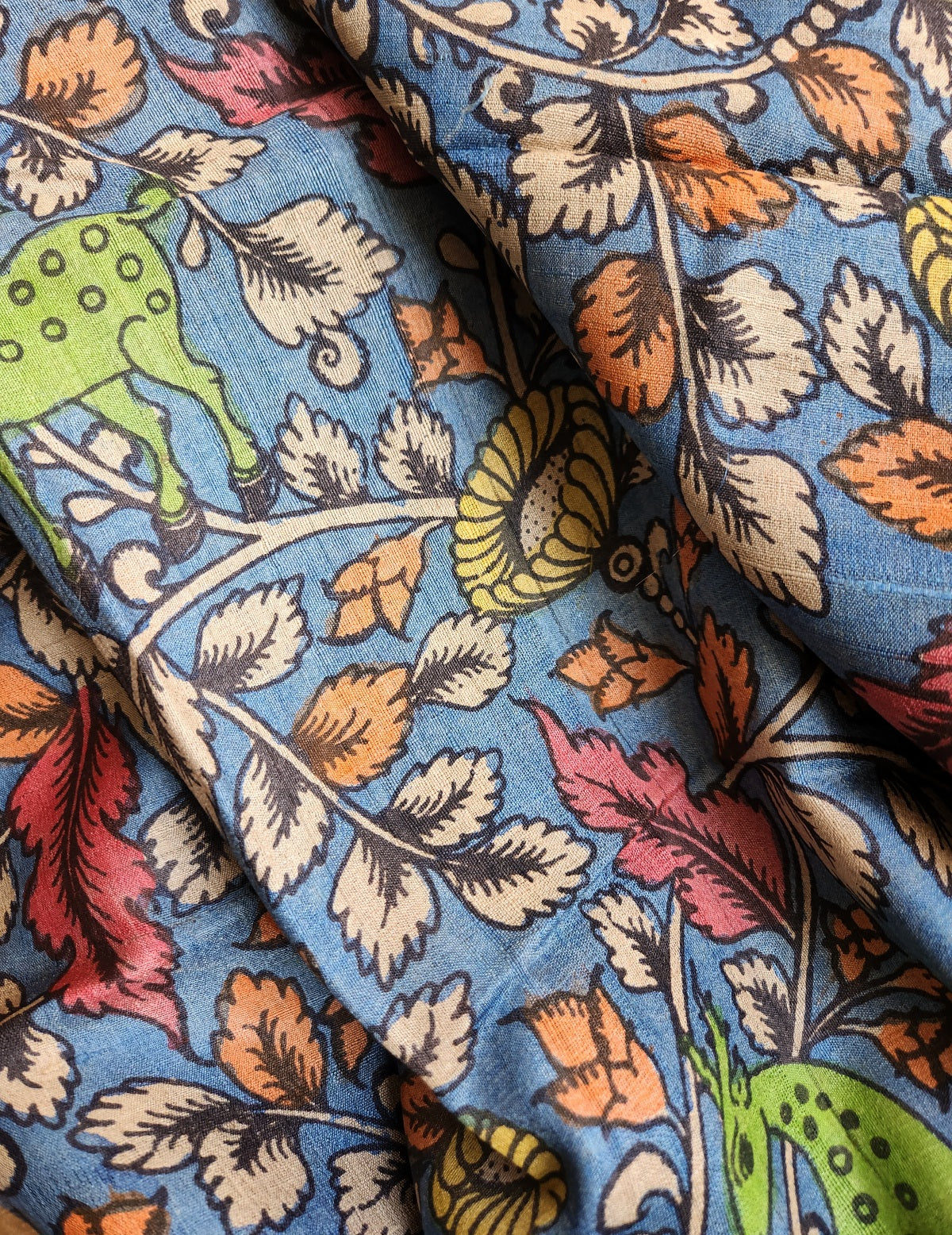 Pen kalamkari kalamkari sarees tussar silk kalahasti yellow saree 