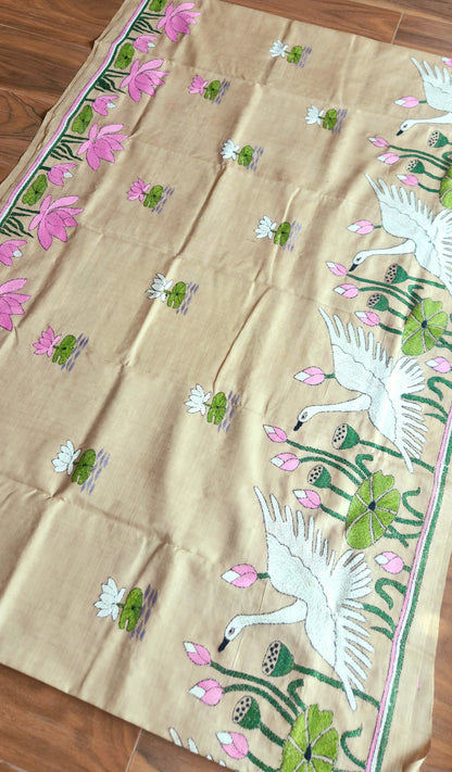 DESIGNER KANTHA SAREE  -Swan Pond