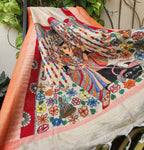 durga ji pujo shopping madhubani dupatta orange dupatta durga dupatta handmade gifts