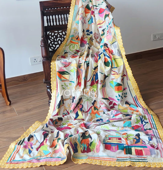 Ramayana dupatta kantha dupatta handmade dupatta diwali shopping wedding dupatta Indian gifts wedding gift