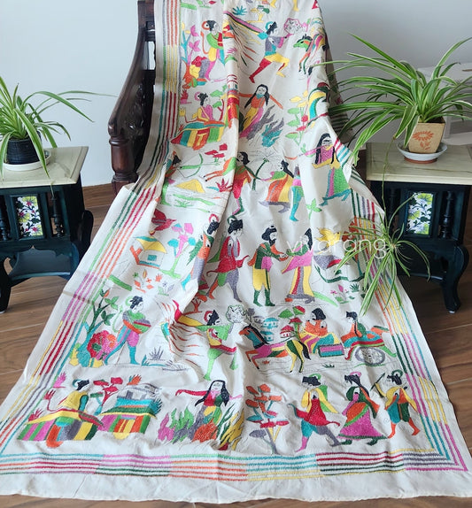 Ramayana dupatta kantha dupatta handmade gifts Indian gifts designer dupatta