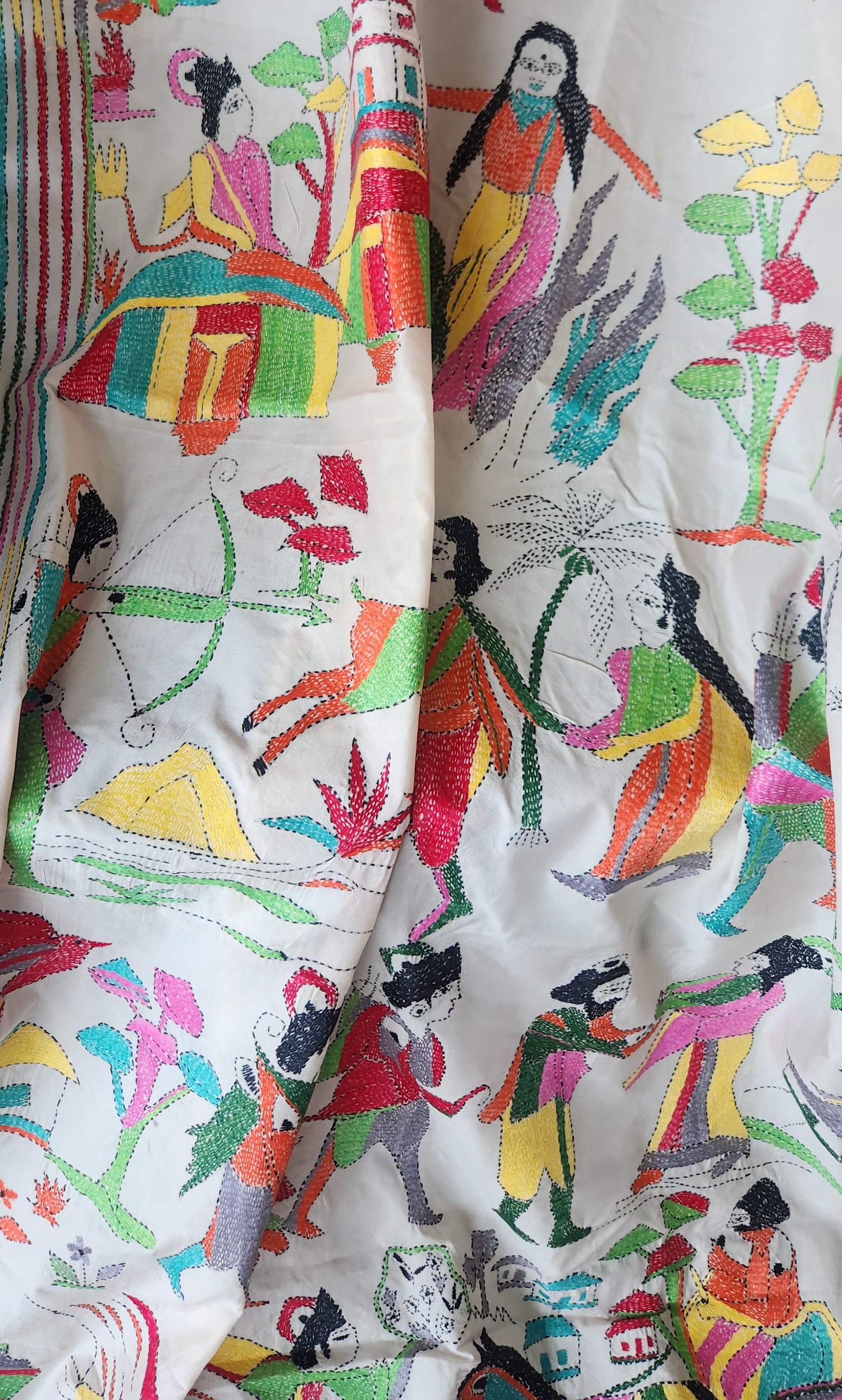 Ramayana dupatta kantha dupatta handmade gifts Indian gifts designer dupatta