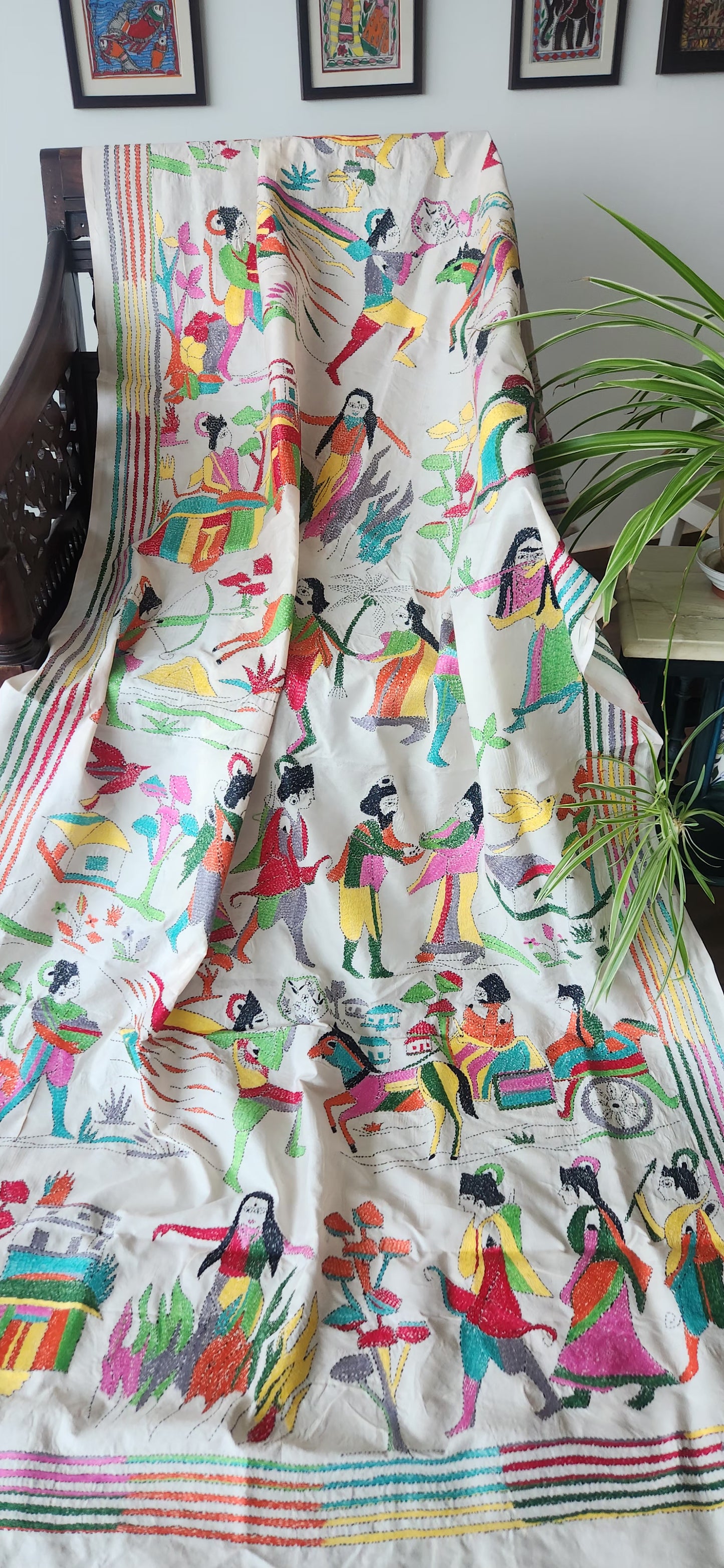 Ramayana dupatta kantha dupatta handmade gifts Indian gifts designer dupatta