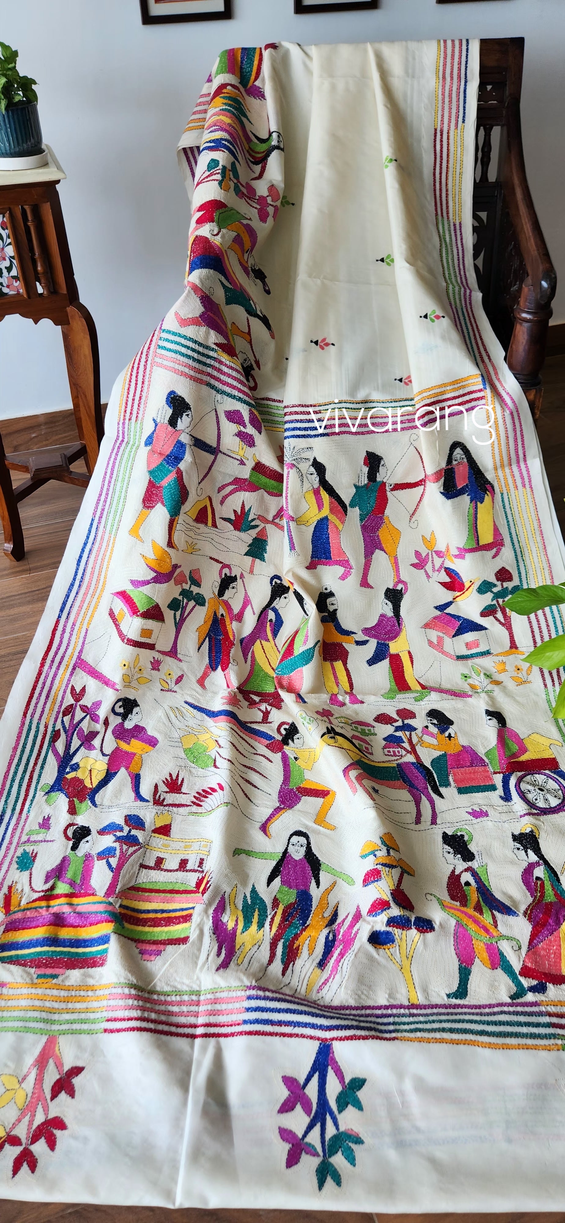 Ramayana saree kantha saree silk saree handmade gifts saree for wedding designer saree