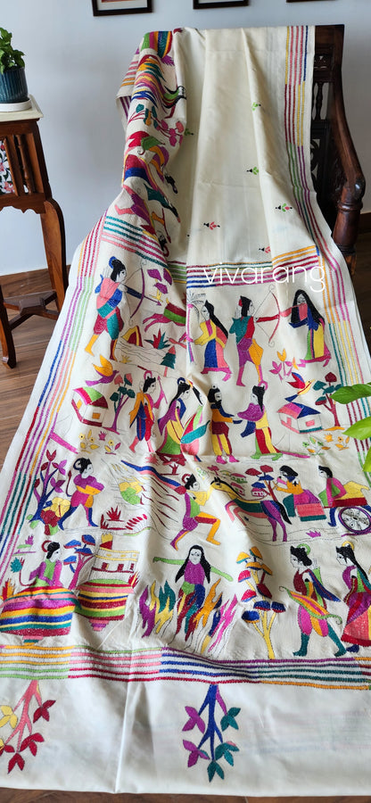 Ramayana saree kantha saree silk saree handmade gifts saree for wedding designer saree