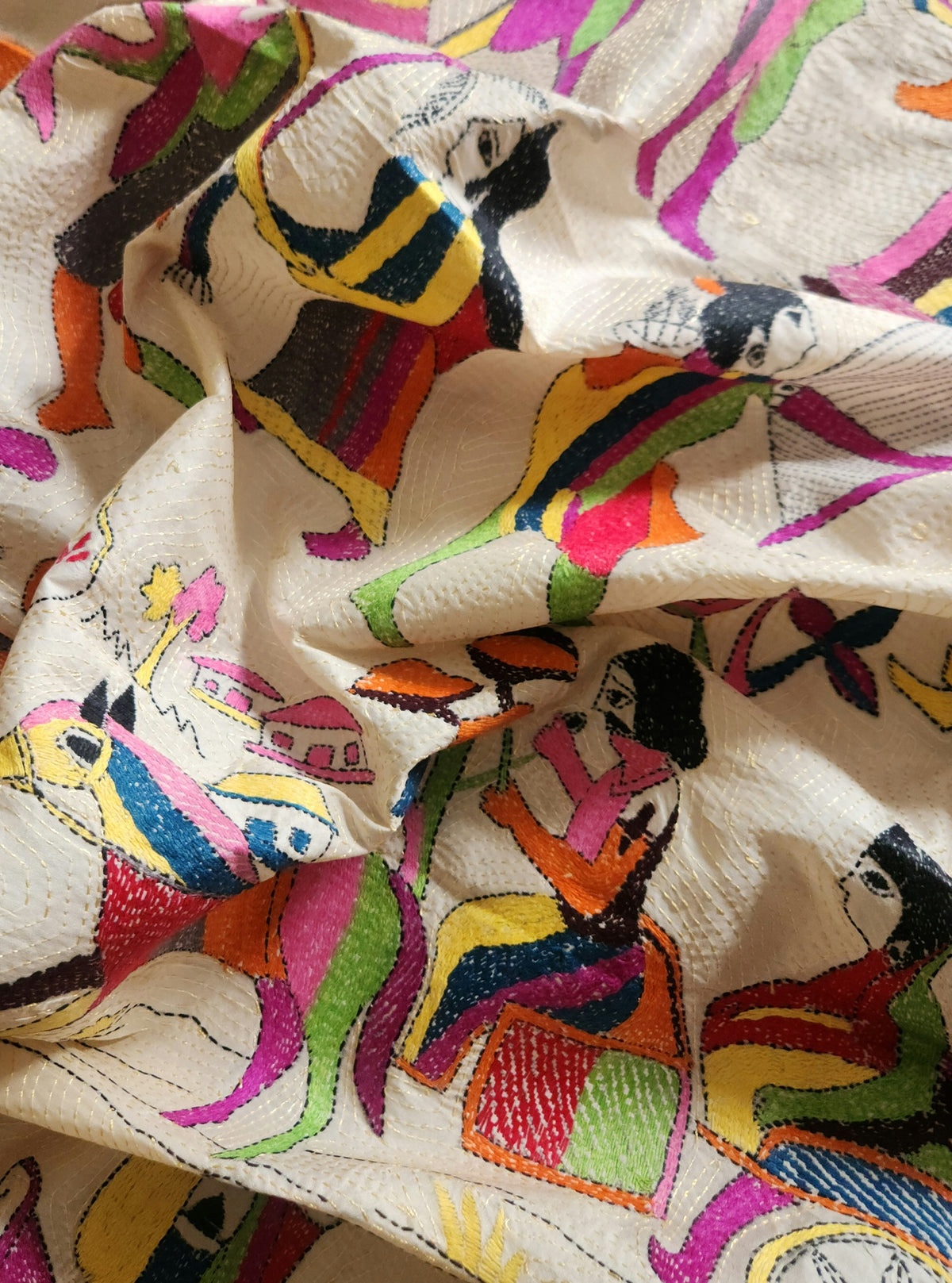 kantha dupatta Ramayana dupatta designer dupatta handmade dupatta Diwalishopping shekantha iTokri Indian gifts wedding gift 