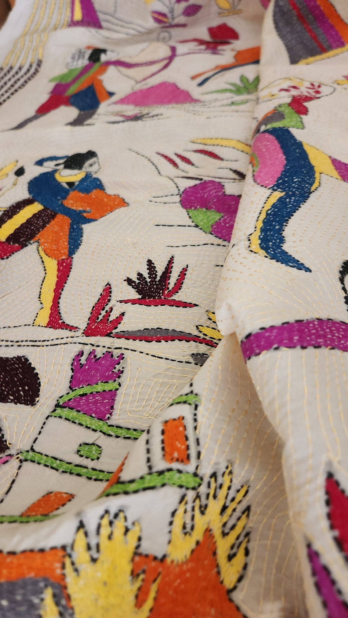 kantha dupatta Ramayana dupatta designer dupatta handmade dupatta Diwalishopping shekantha iTokri Indian gifts wedding gift 