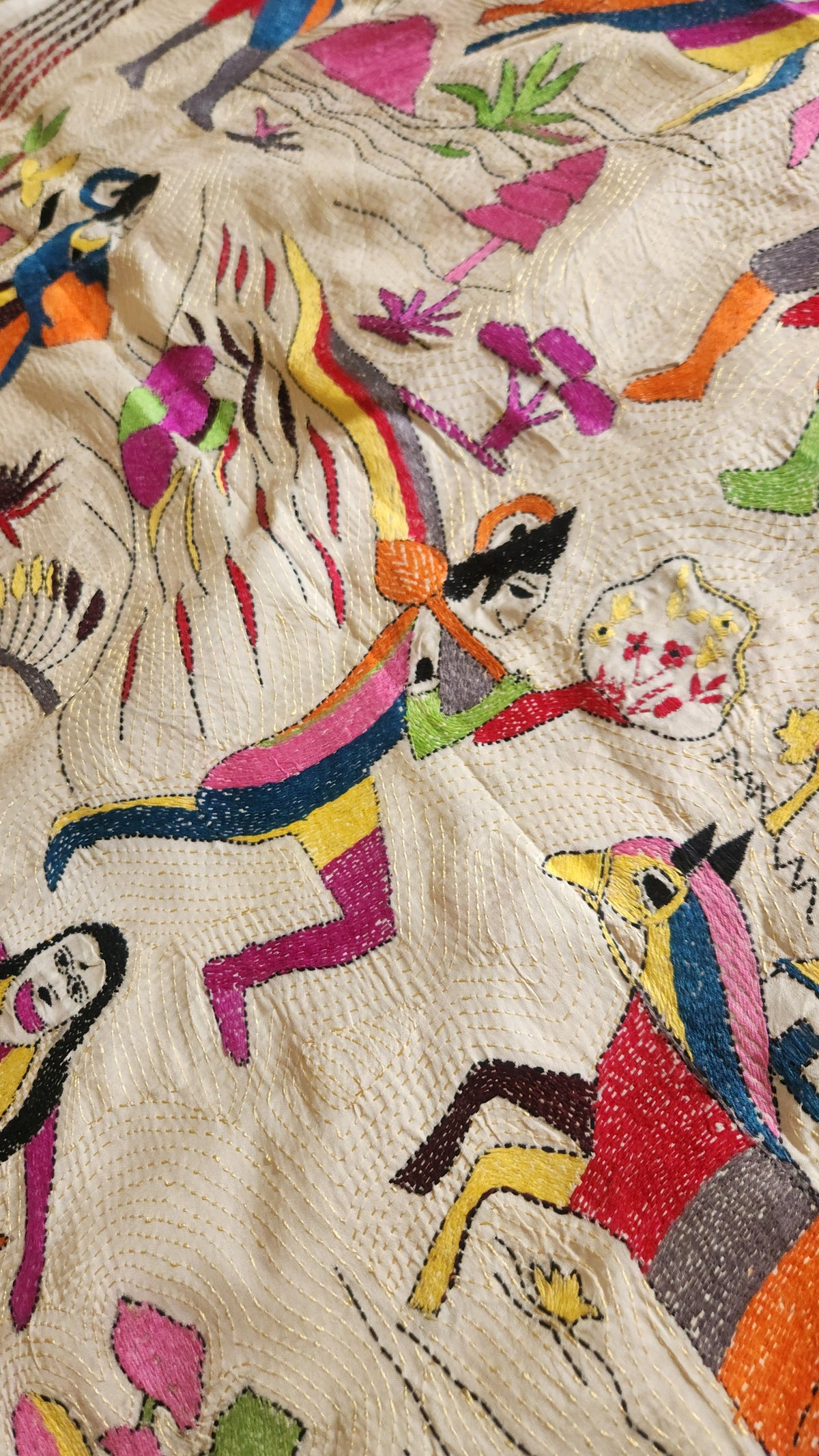 kantha dupatta Ramayana dupatta designer dupatta handmade dupatta Diwalishopping shekantha iTokri Indian gifts wedding gift 