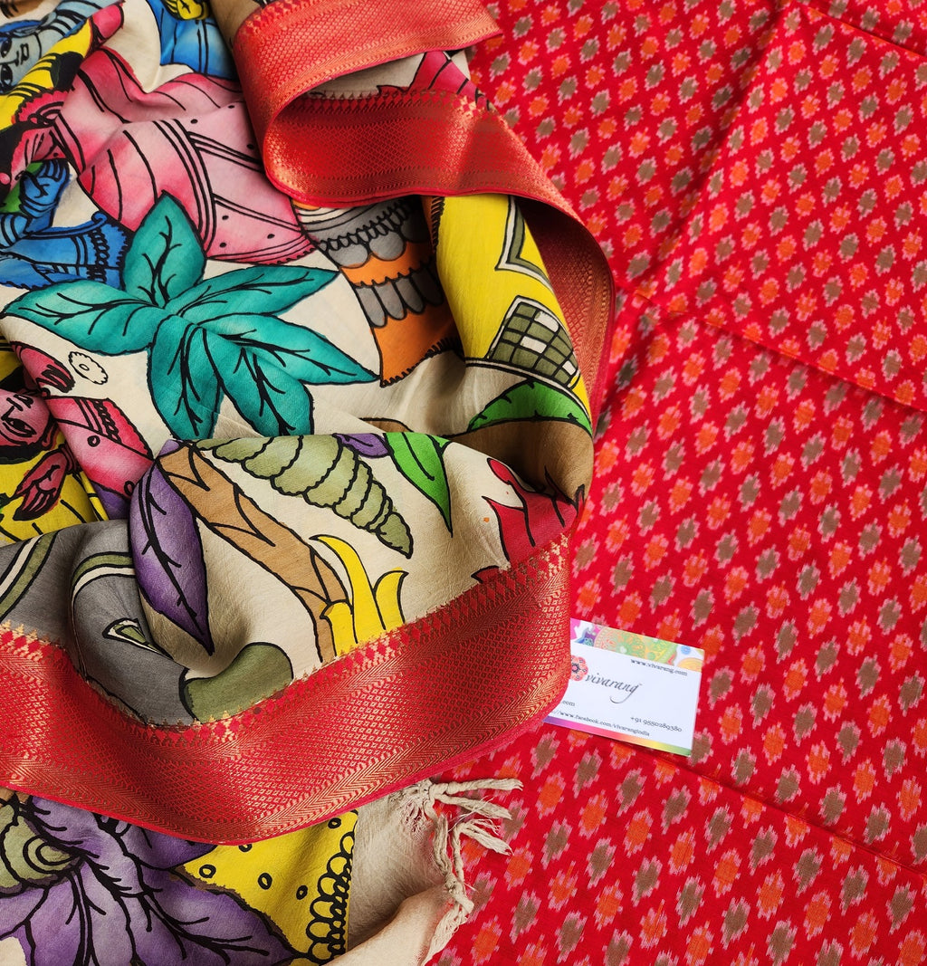 Ikat kurti piece kalamkari dupatta SICO Officewear gift ideas handmade handloom office wear dress material