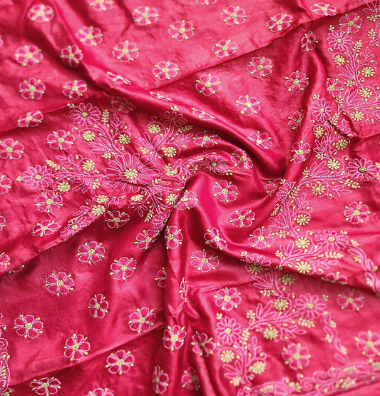 CHIKANKARI TUSSAR SILK SAREE