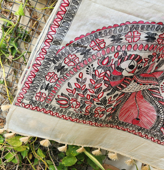 Madhubani stole Indian gfits Handmade gifts