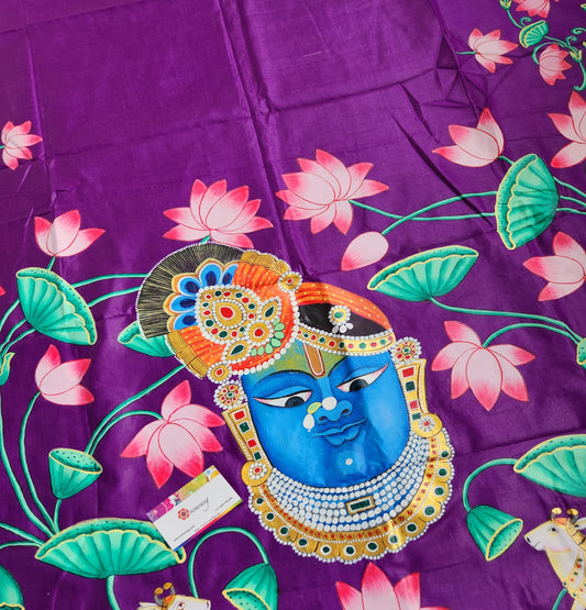 sreenathji saree pichwai saree wedding shopping sarees Purple saree