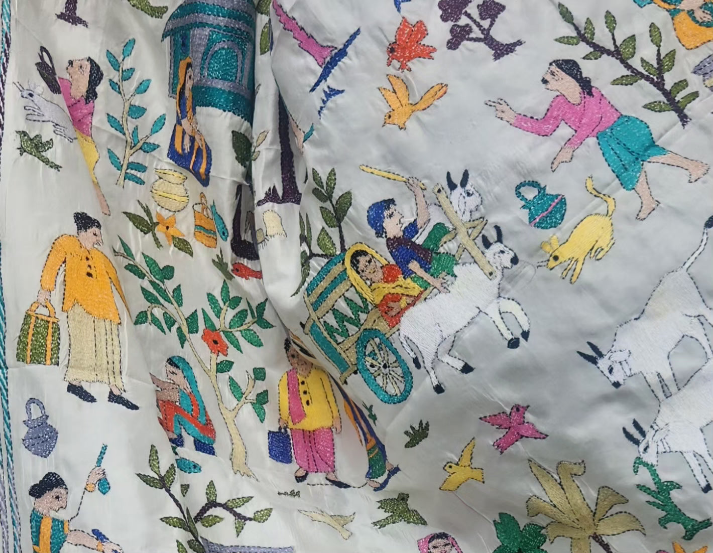 Tajkira Begum kantha dupatta village kantha designer dupatta handmade gifts 