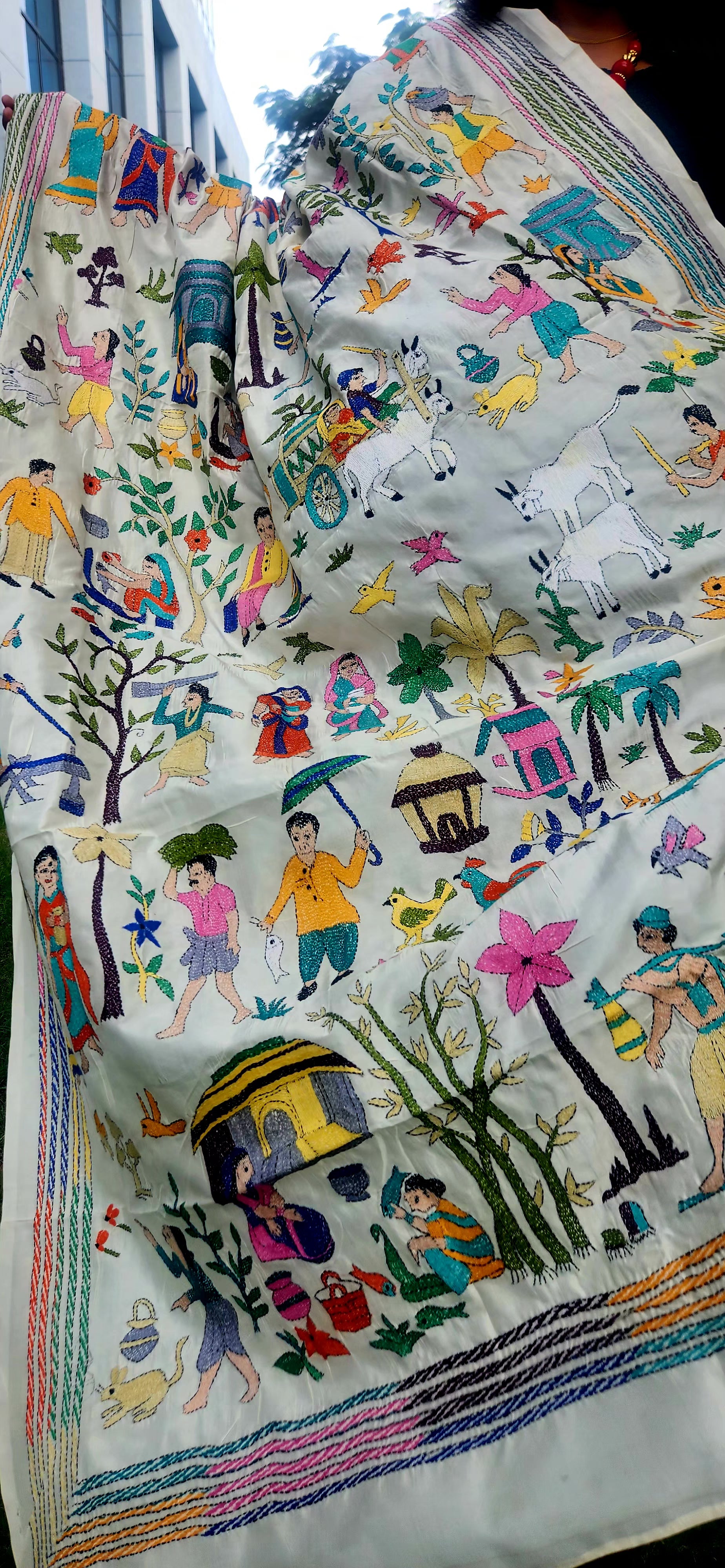 Tajkira Begum kantha dupatta village kantha designer dupatta handmade gifts 