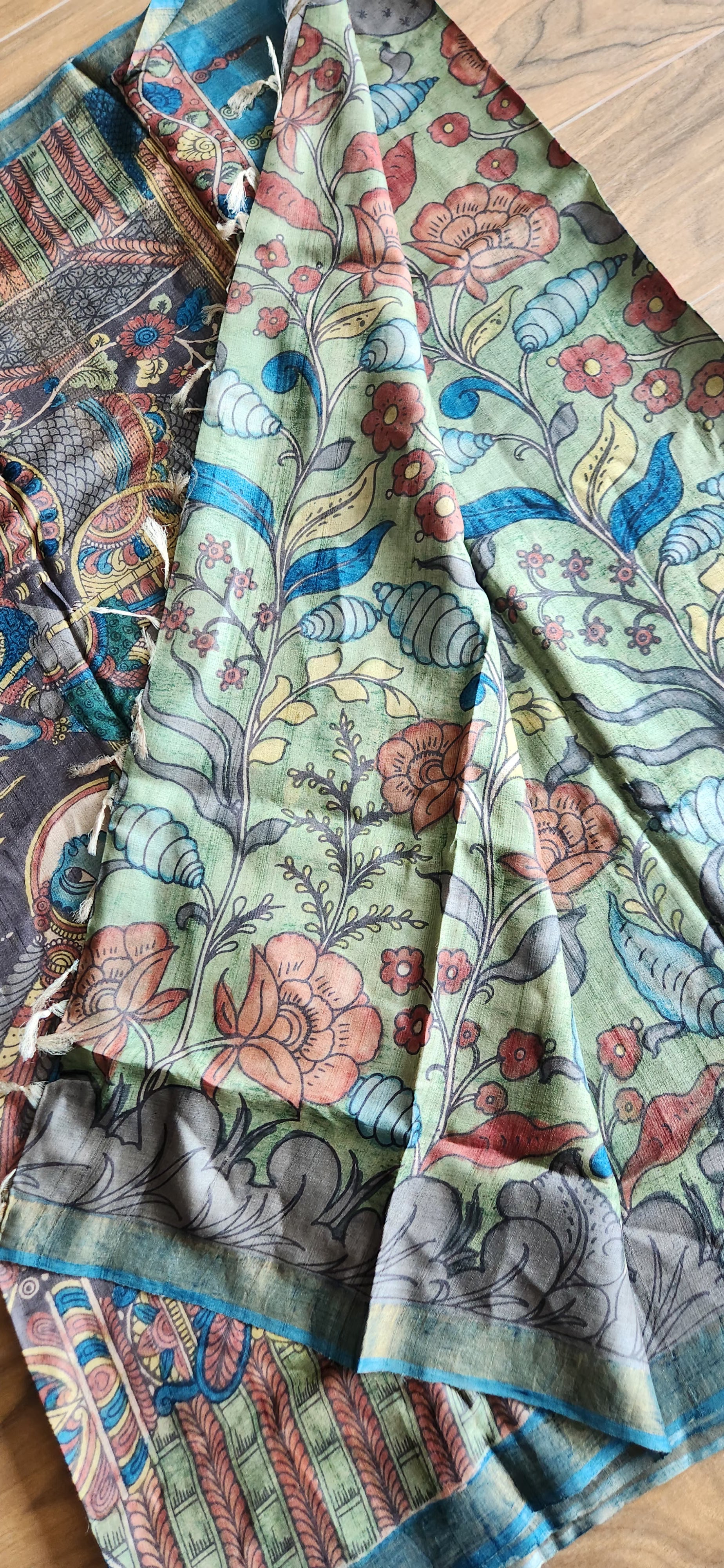 Pen kalamkari saree tussar saree Indian sarees wedding shopping
