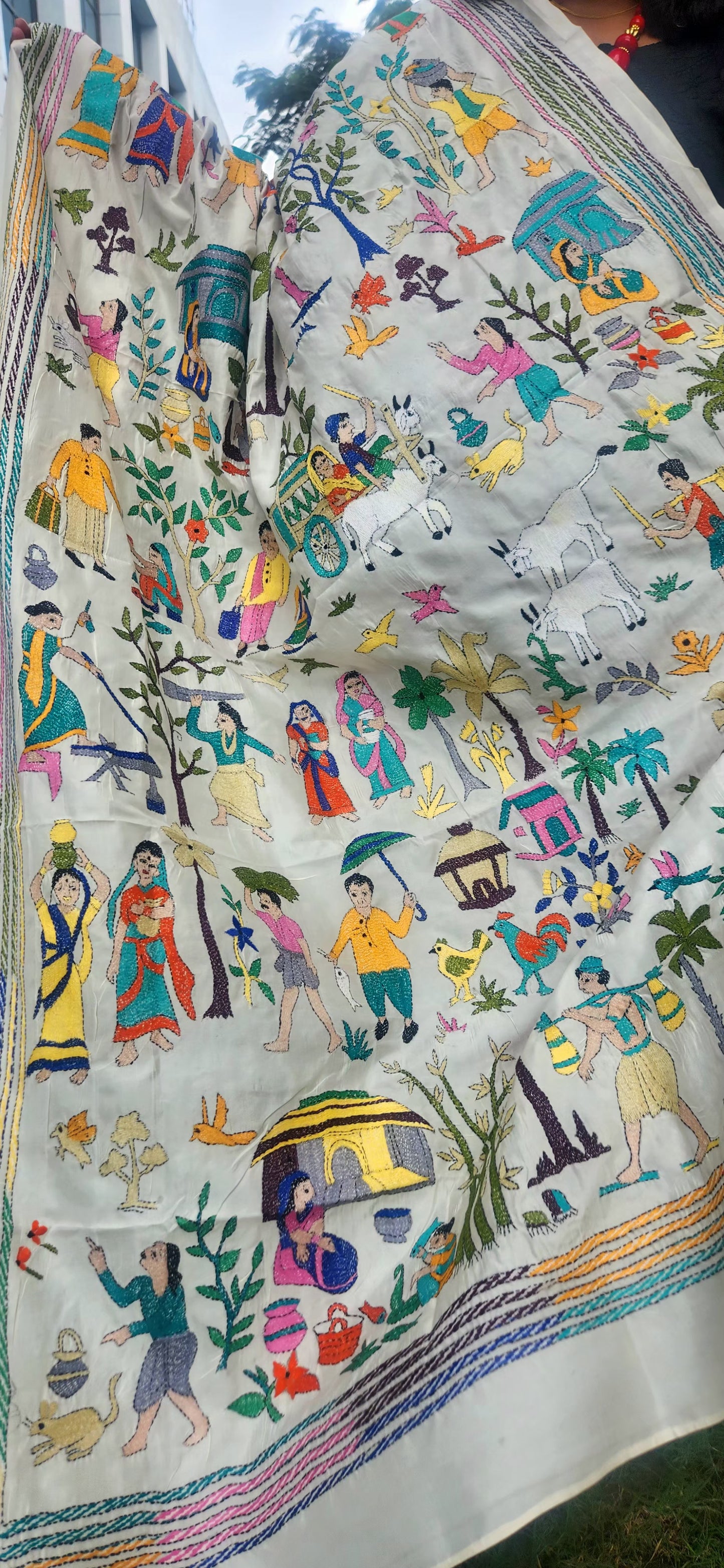 Tajkira Begum kantha dupatta village kantha designer dupatta handmade gifts 