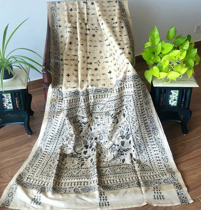 Warli saree kantha saree silk saree designer saree handmade gifts