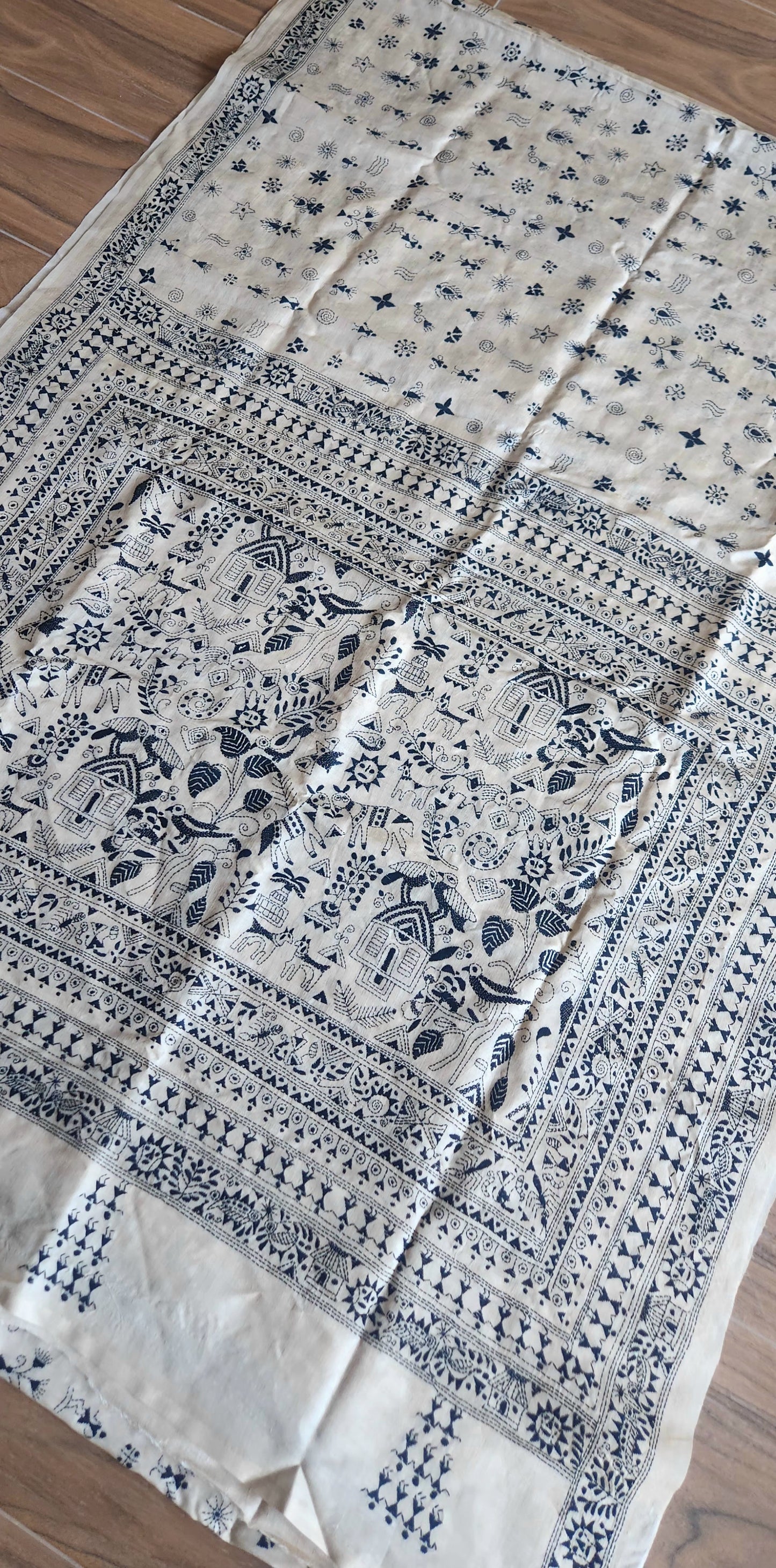 Warli saree kantha saree silk saree designer saree handmade gifts