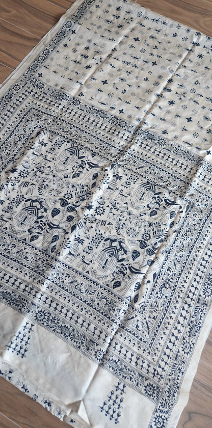 Warli saree kantha saree silk saree designer saree handmade gifts