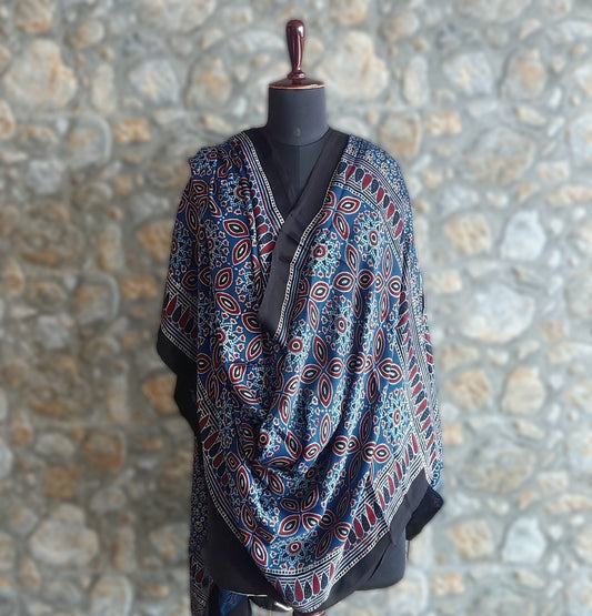 ajrakh dupatta blue dupatta for mehndi function 