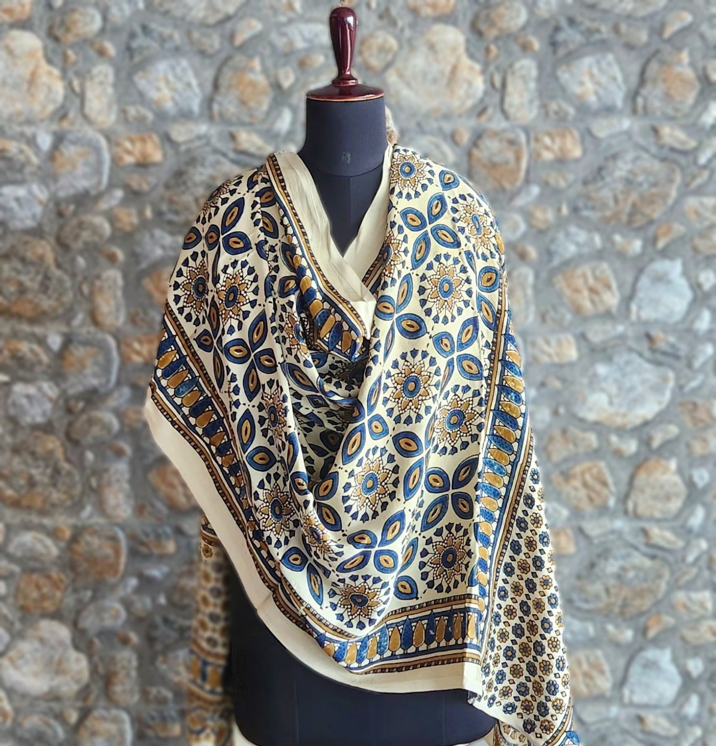 ajrakh dupatta blue dupatta dupatta for office ivory dupatta