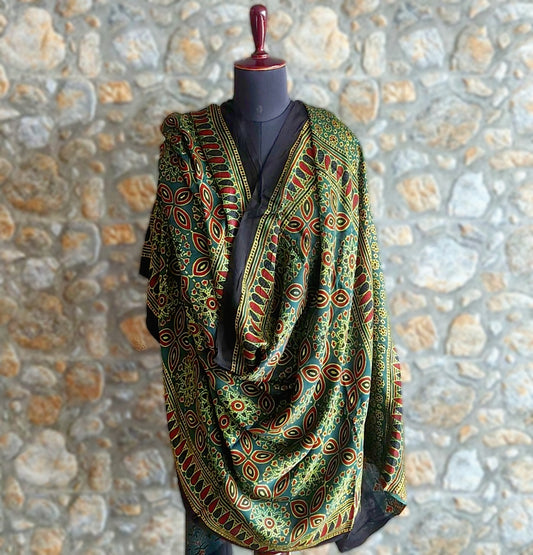 ajrakh dupatta green dupatta yellow dupatta dupatta for mehndi function 