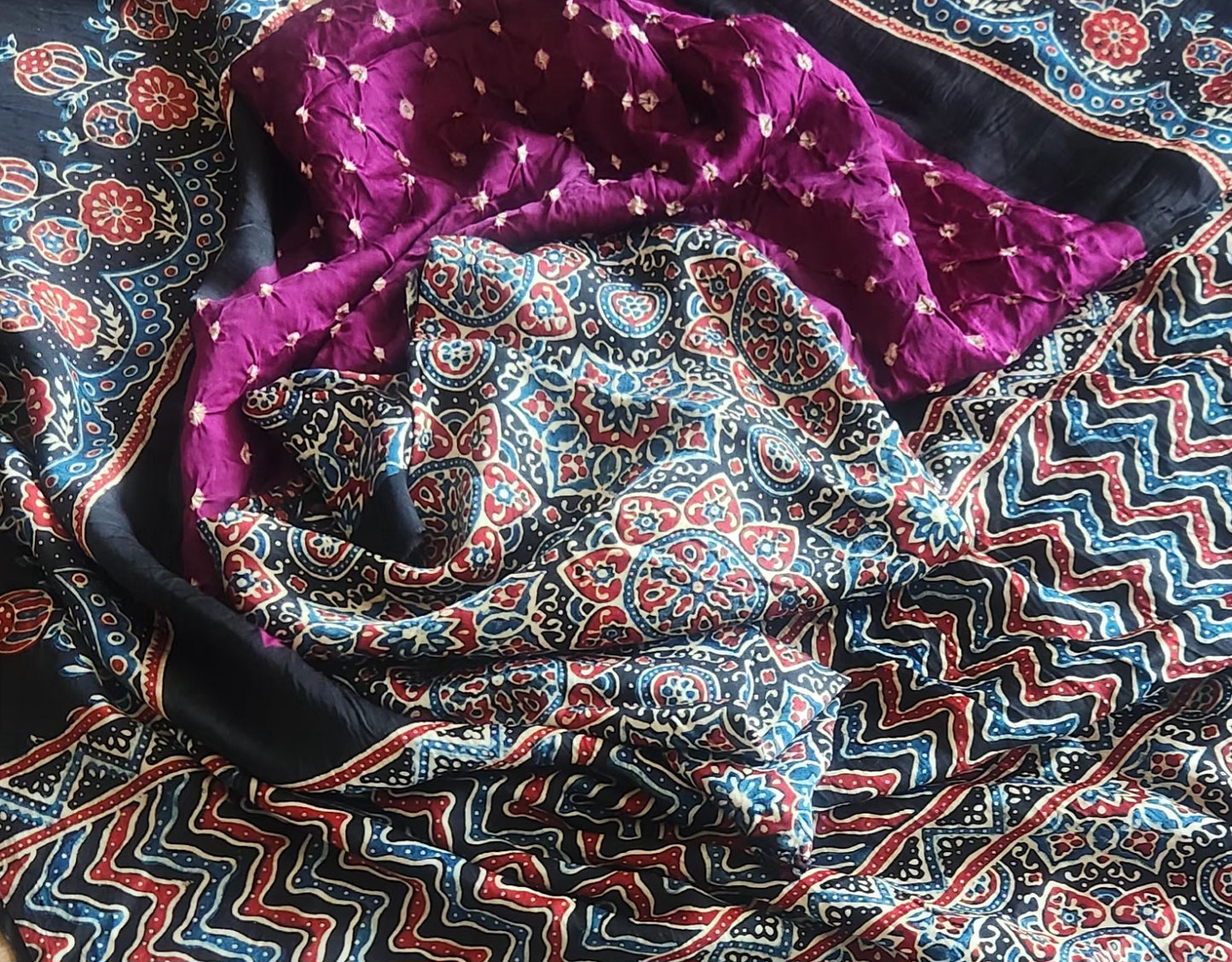 bandhani saree purple saree saree for gifting ajrakh saree
